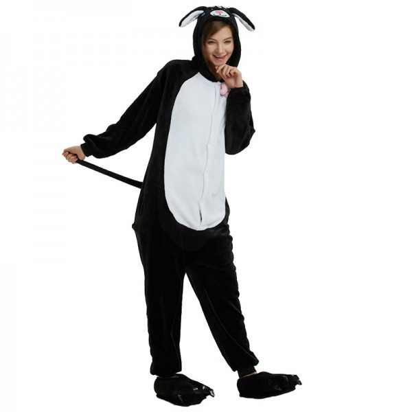 Black Cat Animal Onesie Pajama Costume for Adult
