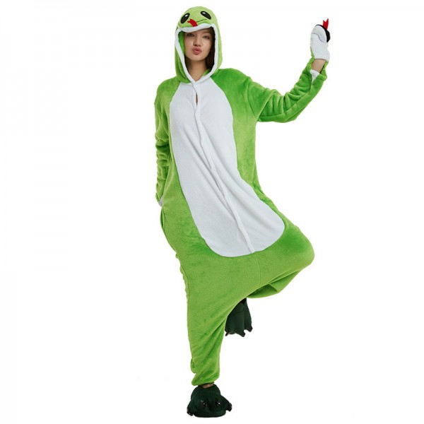 Animal Onesie Pajama Costumes Adult Green Snake