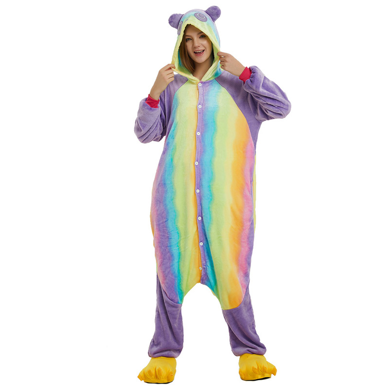 Colorful Panda Animal Onesie Pajama Costumes for Adult