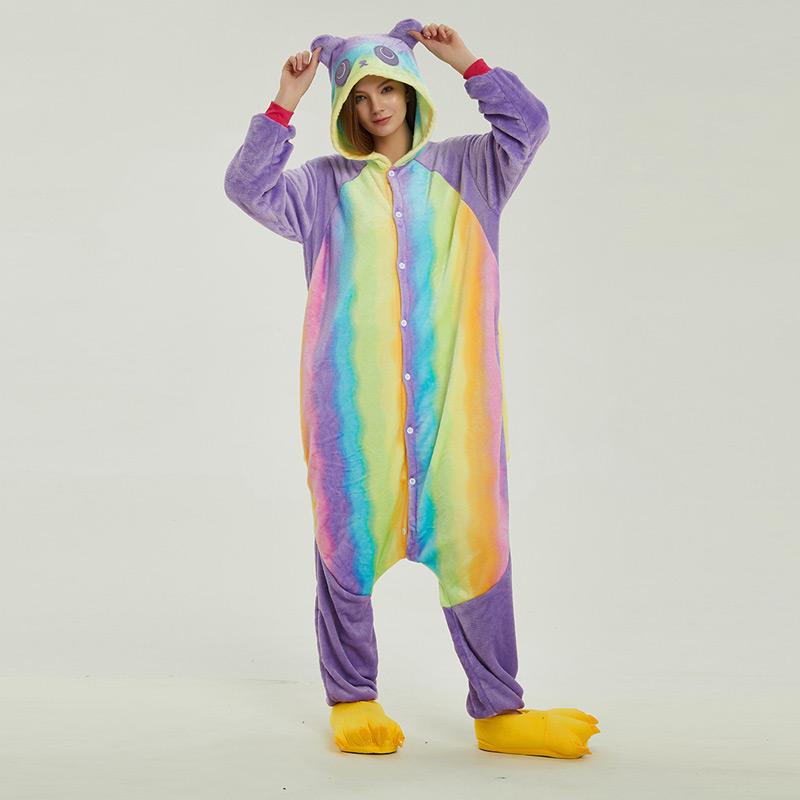 Colorful Panda Animal Onesie Pajama Costumes for Adult