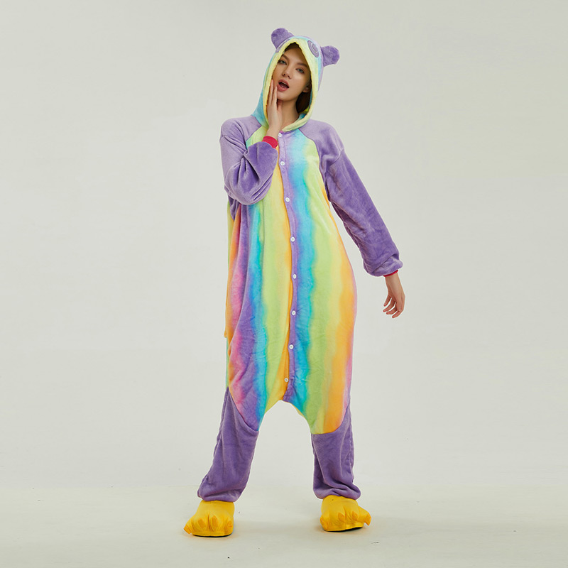 Colorful Panda Animal Onesie Pajama Costumes for Adult