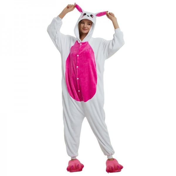 Animal Onesie Pajama Costumes Adult Rose Red Rabbit