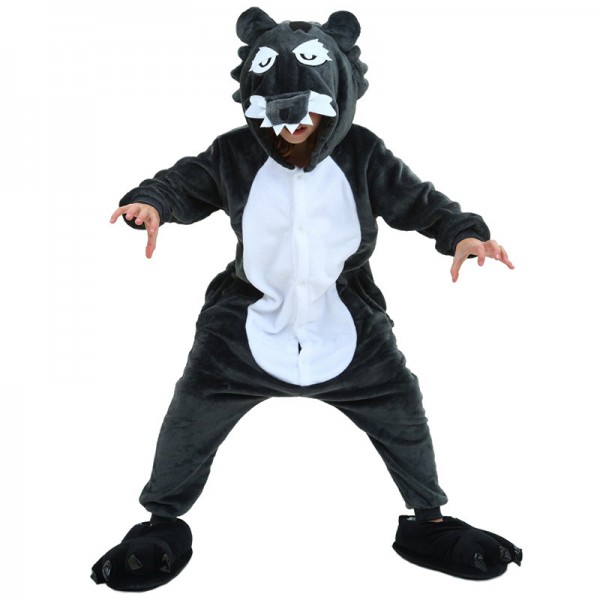 Animal Kids Timber Wolf Onesie Pajamas