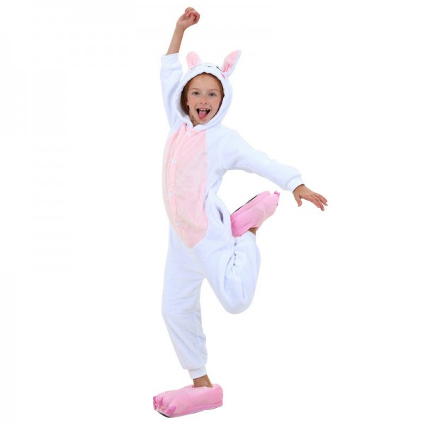 Kids Rabbit Animals Pajamas Pink Onesie