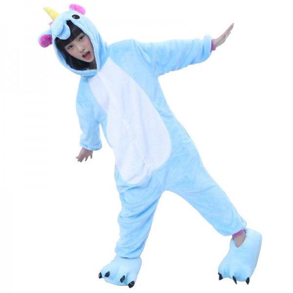 Sky Horse Animals Pajamas Blue Onesie for Kids