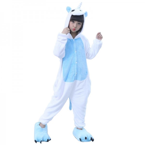 Unicorn Animals Pajamas Blue Onesie for Kids