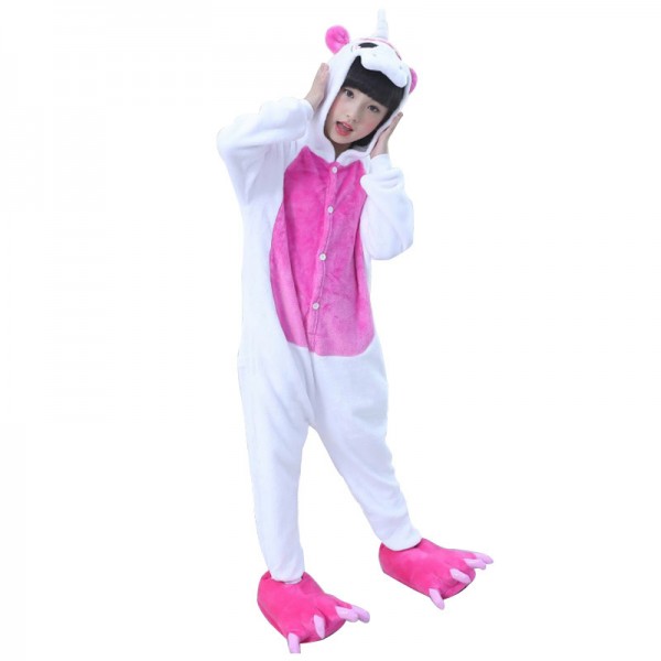 Unicorn Animals Pajamas Rose Red Onesie for Kids