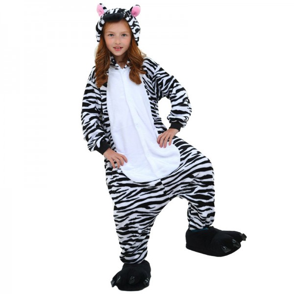 Zebra Onesie Kids Black and White Animals Pajamas