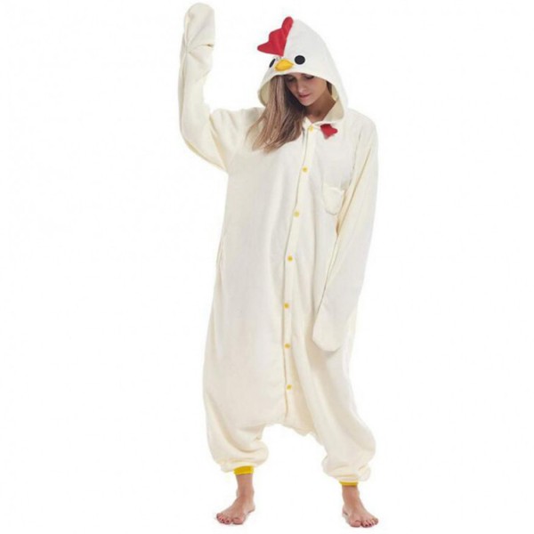 White Rooster Onesie Pajamas Fleece Cartoon Halloween