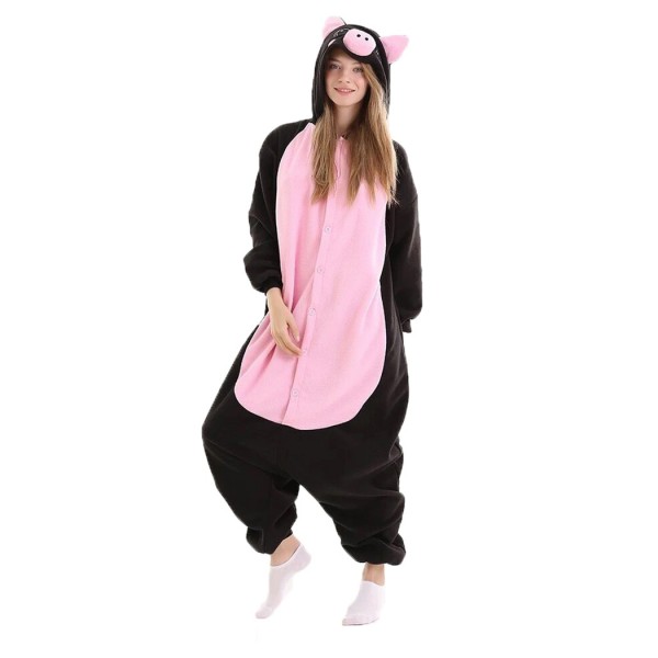Animal Pajamas Couple Homewear Black Pig Onesie