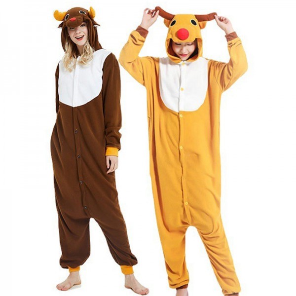 Autumn and Winter Halloween Deer Onesie Christmas Cartoon Pajamas for Adult