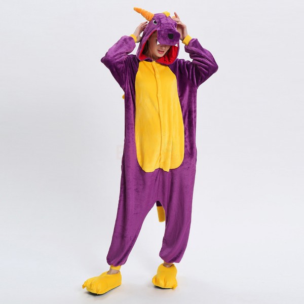 Onesies Pajamas Animal Onesies Adult Purple Dragon Kigurumi