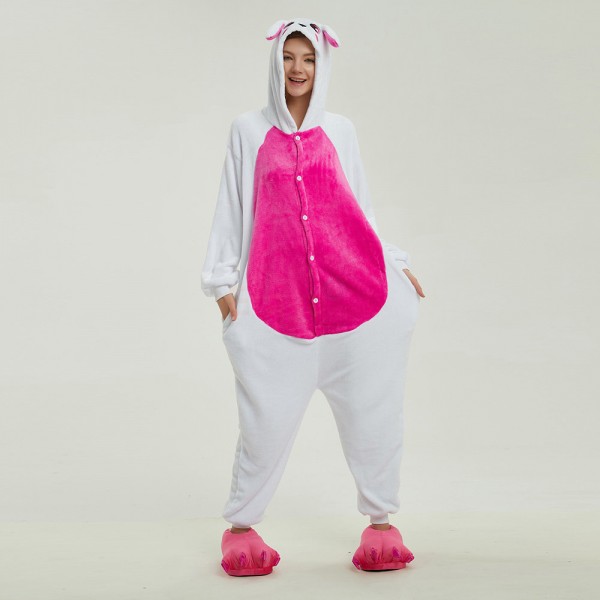 Animal Onesie Pajama Costumes Adult Rose Red Rabbit Kigurumi