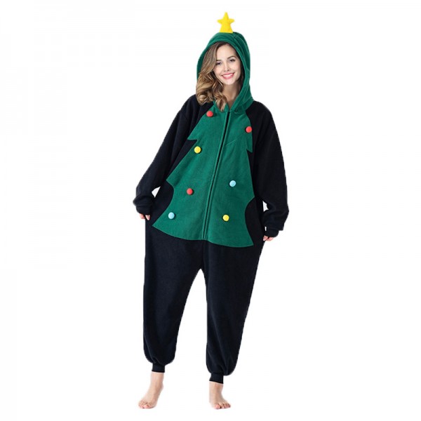 Christmas Tree Pajamas Autumn and Winter Onesie for Adult