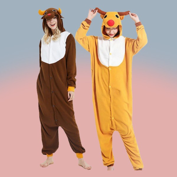 Autumn and Winter Halloween Deer Onesie Christmas Cartoon Pajamas for Adult