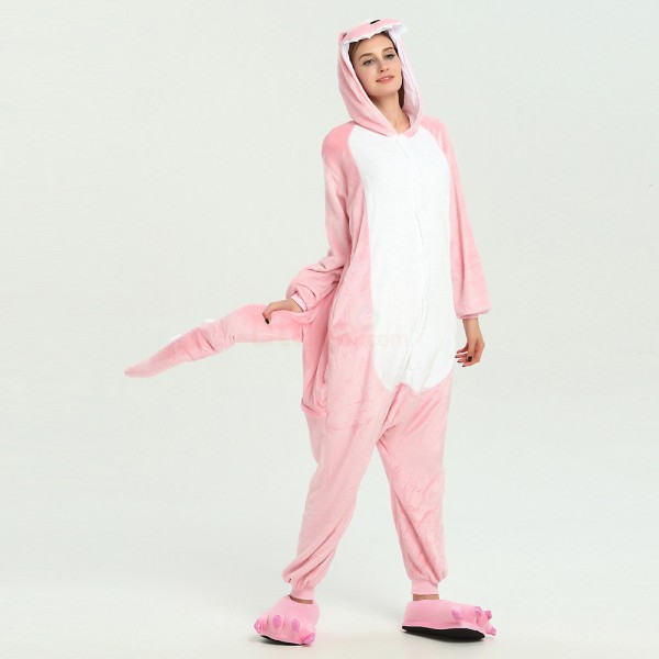 Animal Adult Pink Dinosaur Kigurumi Onesie Pajama Costumes