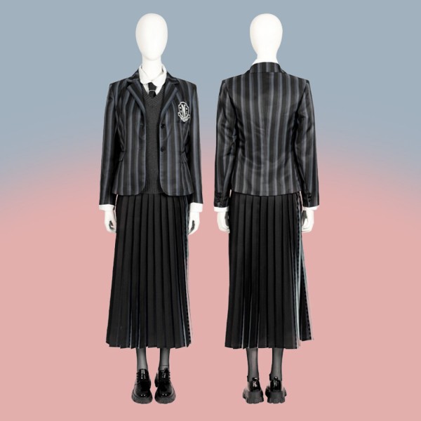 The Addams Family Cosplay Costumes Wednesday Addams School Uniform