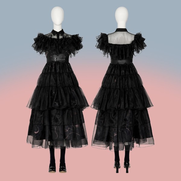The Addams Family Black Cosplay Dress Wednesday Addams Costumes