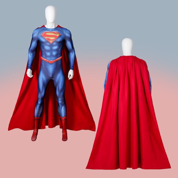 Clark Kent Cosplay Costumes Male Printed Jumpsuit Blue Halloween Suit