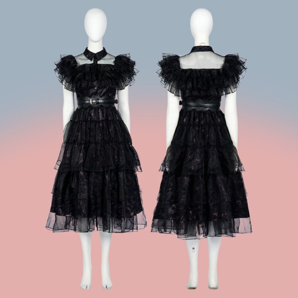 Wednesday Addams Black Dress Costumes The Addams Family Cosplay Suit
