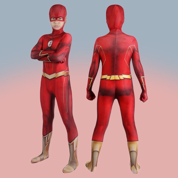 2023 Barry Allen Cosplay Costumes TF Red Jumpsuit for Kids