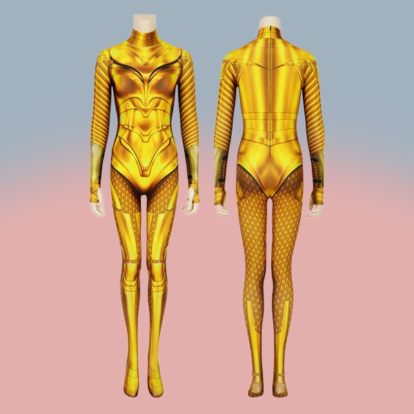 Diana Prince Polyester Zentai Cosplay Jumpsuit Woman 1984 Golden Costumes