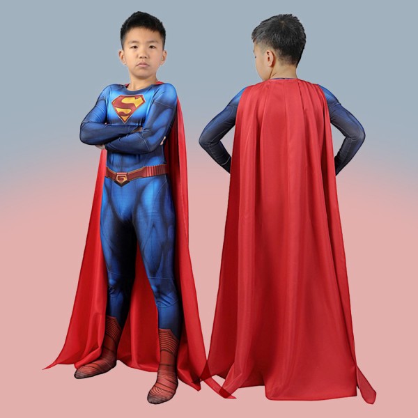 Children Steel Man Cosplay Clark Kent Printed Jumpsuit